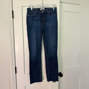 PAIGE Cindy, ankle length denim jeans, size 28. Raw hem.